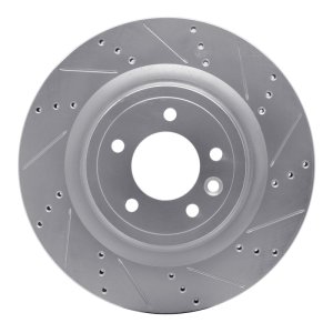Land Rover Range Rover Brake Rotor (1) - Rear Right - R1 Concepts - Drilled & Slotted - Silver - `14-`24